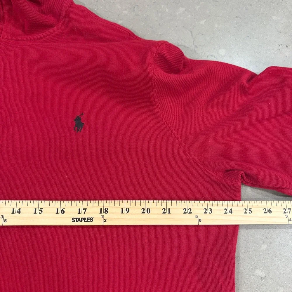 Polo Ralph Lauren Men Estate Rib Quarter 1/4 Zip Pullover Sweater Burgundy Red L